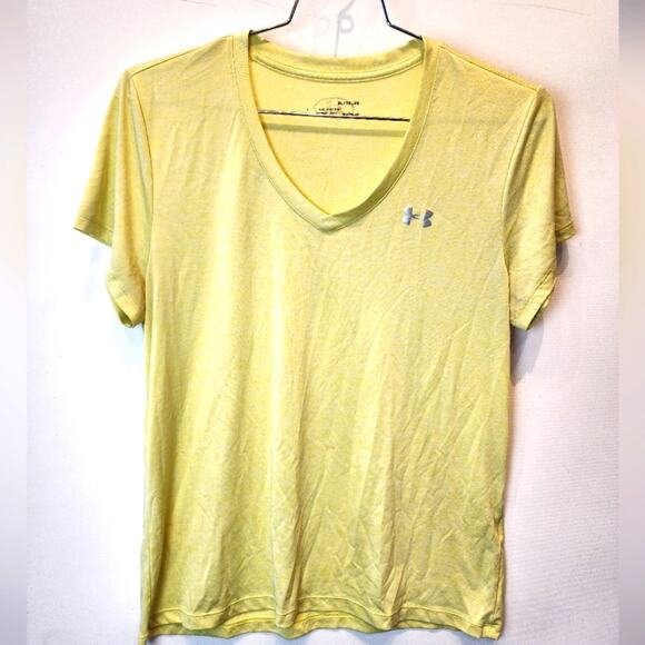 Under Armour Women's Athletic T-Shirt Short Sleeve Yellow Lightweight Size XL - Picture 1 of 5
